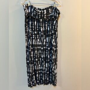 Cynthia Rowley | Foldover Tie-Dye Maxi Skirt 2X Black and White